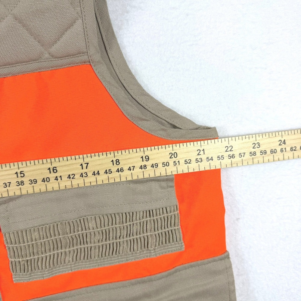 Winchester Mens Blaze Orange Tan Cotton Duck Canvas Hunting Game Vest Medium - Picture 7 of 11